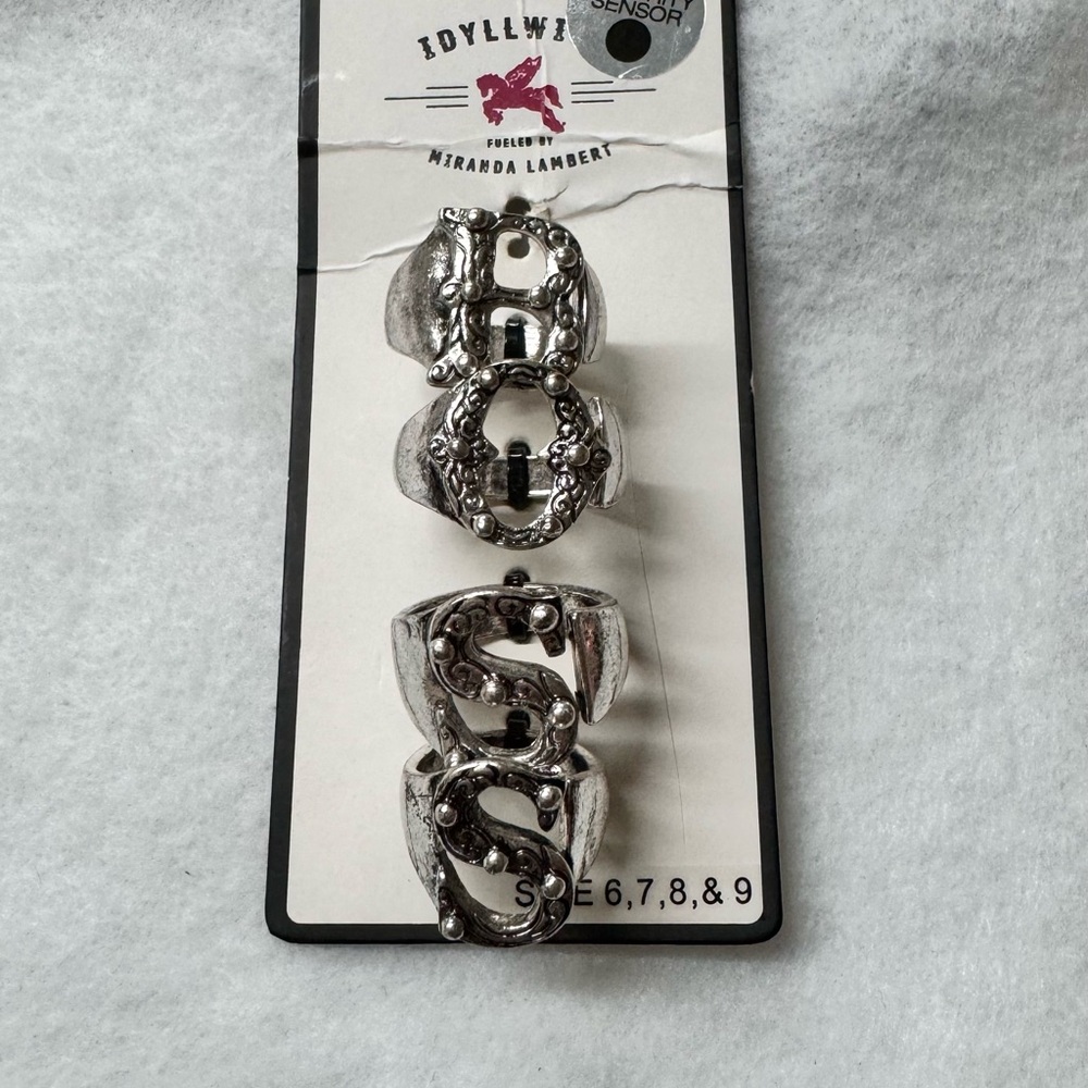 IDYLLWIND- 4 pcs. Silver Letters BOSS Rings - Picture 4 of 4